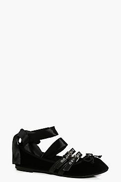 Boohoo Alice Multi Strap Ribbon Tie Ballet