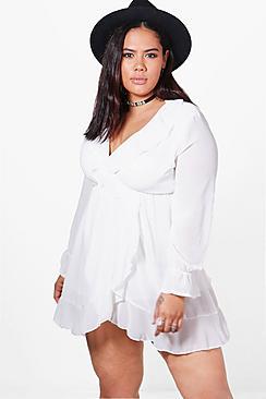 Boohoo Plus Jessie Wrap Tunic Top