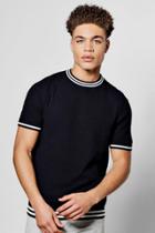 Boohoo Short Sleeve Crew Neck Knitted T Shirt Ink