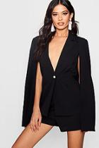 Boohoo Gabriella Pearl Button Cape Blazer