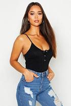 Boohoo Jumbo Rib Popper Detail Cami