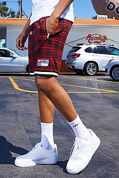 Boohoo Tartan Shorts With Sports Tape Detail