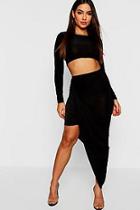 Boohoo Long Sleeve Top + Wrap Detail Mini Skirt Co-ord