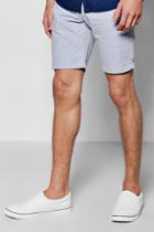 Boohoo Smart Super Skinny Textured Shorts Blue