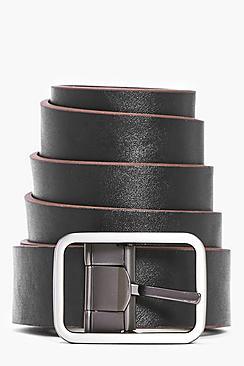 Boohoo Pu Reversible Belt With Matte Metal Buckle