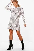 Boohoo Lauren High Neck Split Front Shift Dress