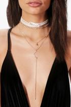 Boohoo Charlotte Plunge & Tie Choker Necklace Pack Gold