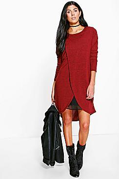 Boohoo Uma Marl Knit Wrap Shift Dress