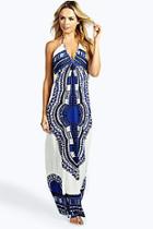 Boohoo Megan Placement Print Halterneck Maxi Dress