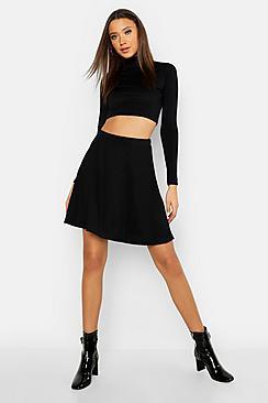 Boohoo Tall Rib Skater Skirt