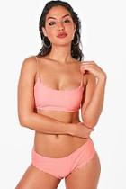 Boohoo Marbella Scallop Edge Crop Bikini