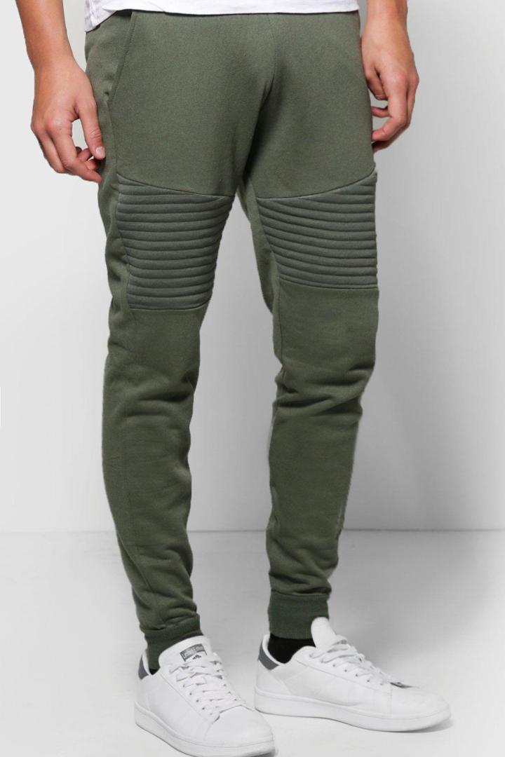 Boohoo Skinny Fit Biker Joggers Olive