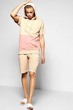 Boohoo Colour Block Cap Sleeve Short Tracksuit