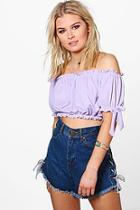 Boohoo Abigail Ribbed Off The Shoulder Top