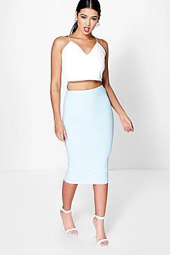 Boohoo Astria Basic Scuba Midi Skirt