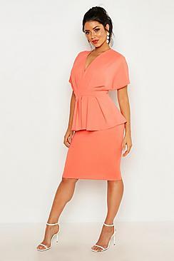 Boohoo Peplum Detail Midi Dress