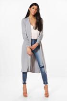Boohoo Maria Slinky Ruched Sleeve & Back Duster Silver