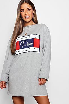 Boohoo Petite Lightweight Slogan Sweat Dress