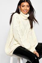 Boohoo Roll Neck Oversized Cable Knit Jumper