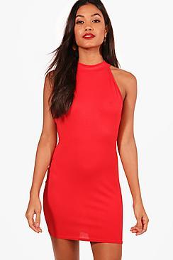 Boohoo Beth High Neck Jersey Bodycon Dress