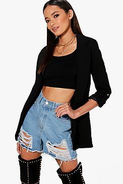 Boohoo Tina Turn Up Button Blazer
