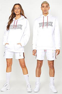 Boohoo Pride Loose Fit Hoodie With Front & Back Print