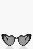 Boohoo Oversized Heart Cat Eye Sunglasses