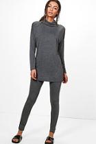 Boohoo Tall Edana Roll Neck And Legging Lounge Set