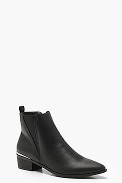 Boohoo Pointed Toe Metallic Trim Chelsea Boots