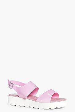 Boohoo Ellie Cleated Two Part Flat Sandals