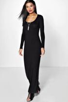 Boohoo Anna Long Sleeve Maxi Dress Black