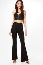 Boohoo Molly Jersey Flared Trousers Black