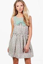 Boohoo Jasmine Floral Mesh Insert Dress
