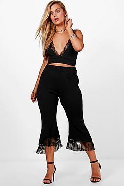 Boohoo Plus Macie Tassle Trim Culotte Trouser