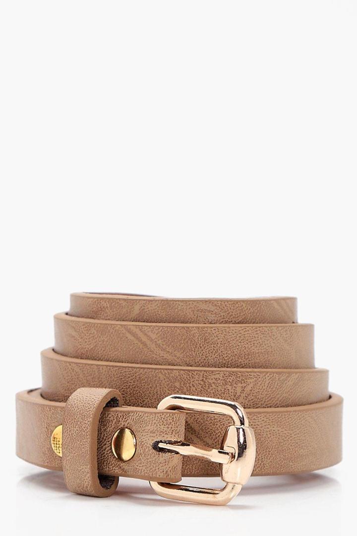 Boohoo Laura Basic Skinny Belt Taupe
