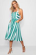 Boohoo Sarah Halterneck Striped Midi Dress