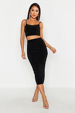 Boohoo Double Layer Slinky Midaxi Skirt