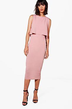 Boohoo Crinkle Double Layer Dress