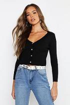 Boohoo V Neck Rib Knit Cardigan