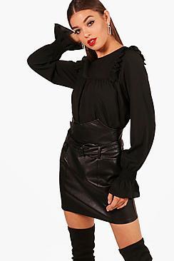 Boohoo Tyra Ruffle Front Top