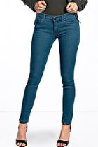 Boohoo Evie Low Rise Basic Mid Blue Skinny Jeans