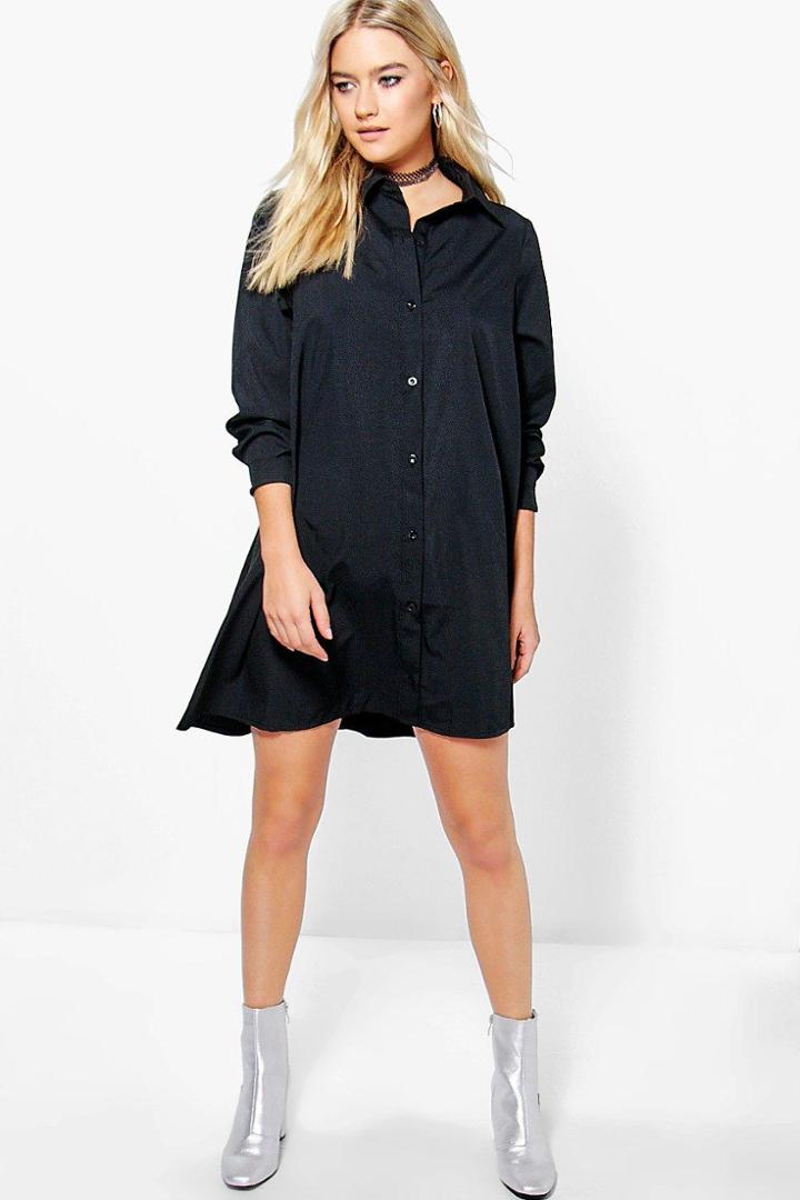 Boohoo Willa Swing Shirt Dress Black