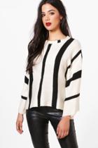 Boohoo Amanda Stripe Knit Jumper Black