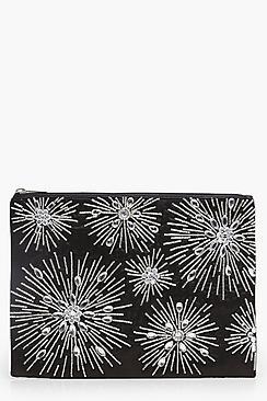 Boohoo Esme Firework Beaded Clutch Bag