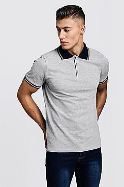 Boohoo Pique Polo T-shirt With Collar Tipping