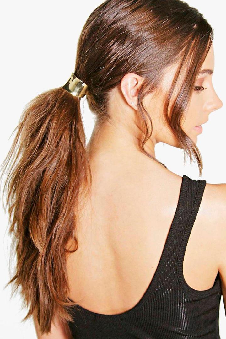 Boohoo Amber Curved Metal Hair Band Gold