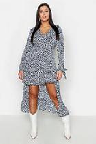 Boohoo Plus Leopard Ruffle Step Hem Maxi Dress