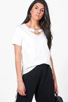 Boohoo Abigail Ring Detail V Neck Premium T Shirt