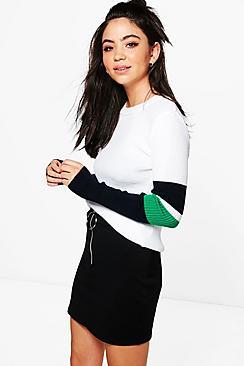 Boohoo Rosie Colour Block Rib Knit Jumper