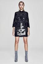 Boohoo Premium Embellished 3/4 Sleeve Oriental Shift Dress